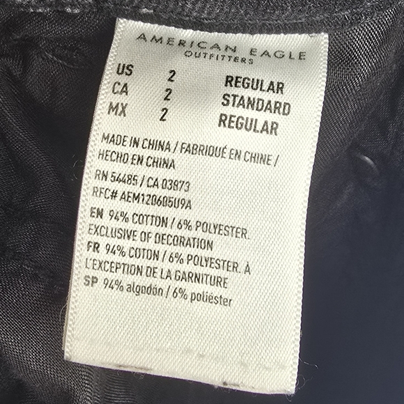 AMERICAN EAGLE Straight Mom‎ Jeans Black Ripped High Rise Tapered Women 2 Grunge - Picture 11 of 15